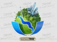 فایل PNG کره زمین با انرژی پاک