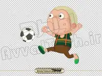 تصویر کارتونی پسر بچه در حال فوتبال