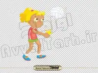 تصویر png دختر بچه در حال والیبال