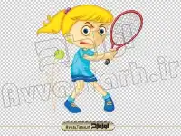 تصویر png دختر بچه در حال بازی تنیس