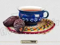دانلود فایل دوربری png تصویر فنجان چای و خرما برای افطار