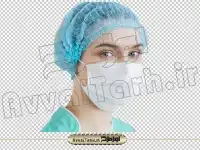 دانلود تصویر دوربری شده پرستار خانم و ماسک جراحی
