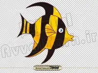 دانلود vector تصویر کارتونی ماهی آنجل زرد و مشکی