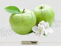 دانلود فایل png سیب سبز و گل