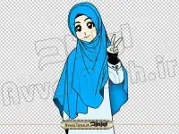 دوربری تصویر نقاشی زن با حجاب