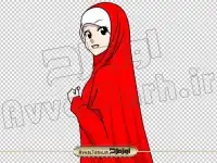 تصویر png دوربری نقاشی زن با چادر قرمز