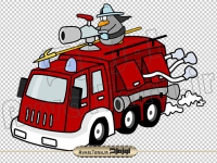 دوربری تصویر کاریکاتوری ماشین آتش نشانی قرمز