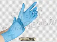 دوربری تصویر png دستکش آبی پوشیدن