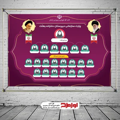 دانلود طرح بنر چارت سازمانی دبیرستان دخترانه