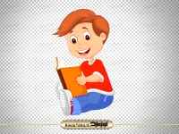 تصویر png دانش آموز پسر با کتاب