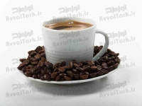استوک فنجان قهوه و دانه های قهوه در نعلبکی