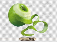 png سیب سبز پوست گرفته