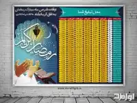 فایل لایه باز اوقات شرعی ماه رمضان 1398 به افق کرمانشاه