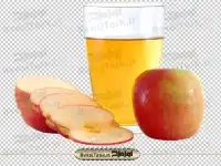 عکس برش خورده سیب و لیوان آب سیب