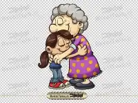 تصویر با کیفیت نوه در آغوش مادر بزرگ