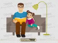 تصویر با کیفیت پدر و دختر در حال مطالعه