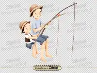 دوربری تصویر پدر و پسر در حال ماهی گیری