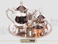 تصویر با کیفیت سینی و قوری و استکان چای