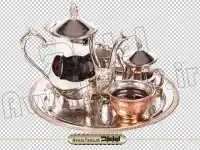 تصویر با کیفیت سینی و قوری و استکان چای