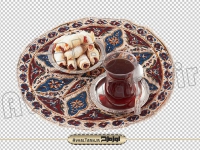 تصویر png استکان چای و شیرینی