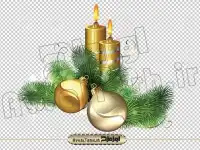 تصویر دوربری شده شمع و تزئینات کریسمس
