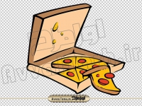 عکس دوربری شده پیتزا و جعبه