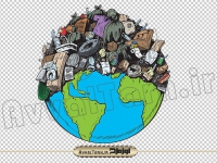 فایل png کره ی زمین سرشار از زباله
