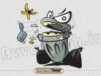 تصویر کارتونی سطل زباله و زباله