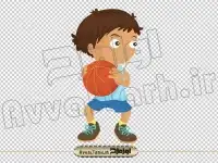 تصویر png پسر بچه در حال بازی بسکتبال
