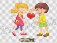 تصویر png دختر و پسر و قلب قرمز