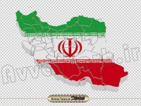 تصویر دوربری شده نقشه ایران به رنگ پرچم