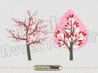 دوربری وکتور درخت با شکوفه بهاری