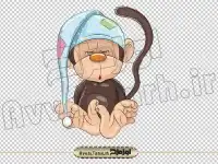 دانلود فایل دوربری png تصویر کارتونی میمون کوچولو خواب الود