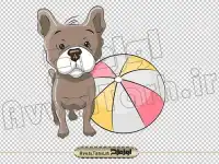 دانلود فایل دوربری png تصویر کاریکاتوری سگ و توپ