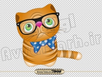 دانلود فایل دوربری png تصویر کاریکاتوری گربه ملوسی عینکی