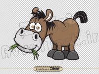 دانلود فایل png کاریکاتوری اسب در حال خوردن علف
