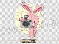 دانلود فایل png کاریکاتوری عروسک خرگوش و دوربین عکاسی