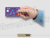 دانلود فایل png تصویر دوربری شده کارت عابر بانک در دست
