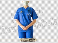 تصویر دوربری شده پرستار با روپوش آبی