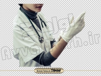 دانلود تصویر دوربری شده پرستار زن در حال دستکش دست کردن