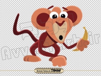 دانلود فایل دوربری شده وکتور تصویر کارتونی میمون و موز در دست
