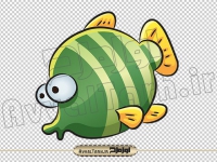 دانلود vector عکس کارتونی ماهی سبز رنگ