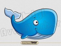 دانلود vector تصویر کارتونی نهنگ آبی