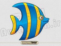 دانلود vector تصویر کارتونی ماهی راه راه زرد و آبی