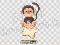 تصویر دوربری شده میمون و ستاره