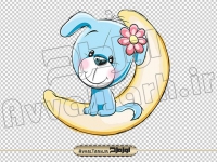 فایل png نقاشی سگ پشمالو و ماه