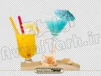 دانلود تصویر دوربری شده صدف و لیوان نوشیدنی
