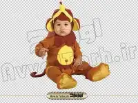 دانلود تصویر دوربری شده کودک با لباس میمون
