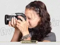 دانلود فایل تصویر دوربری شده زن در حال عکاسی