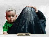 تصویر دوربری شده زن و نوزاد در حال عزاداری محرم